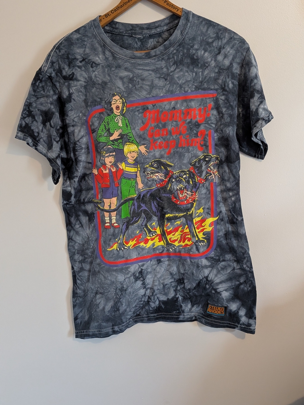 Steven Rhodes Tee — 3 Headed Dog "Mommy, Can We Keep Him?"